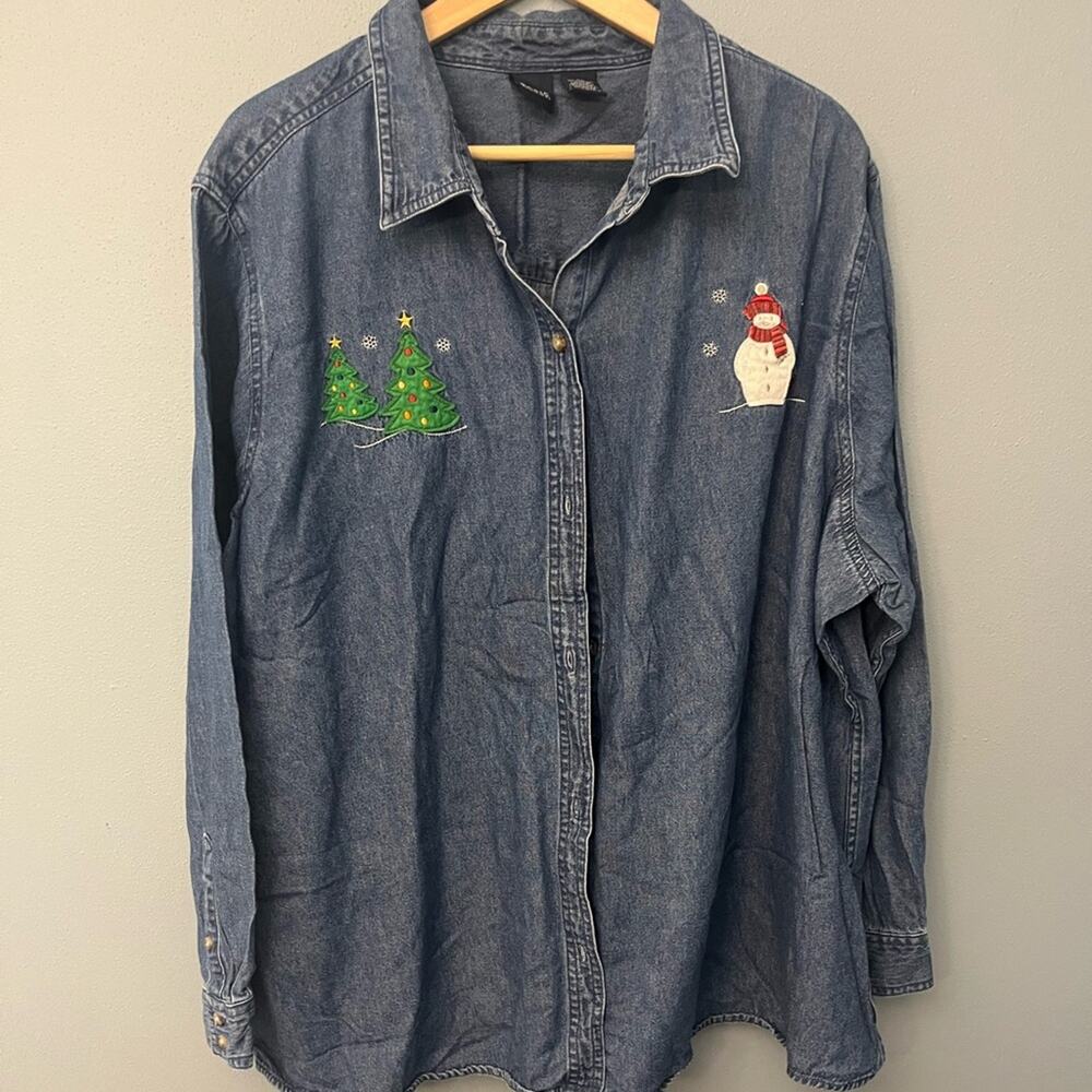 Vintage Basic Editions Christmas Denim Shirt